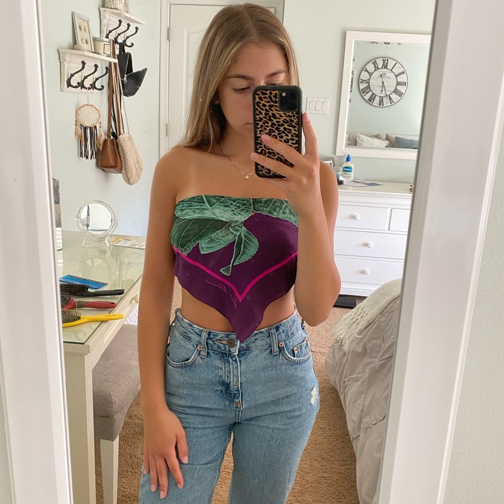 Purple Fine Silk Scarf Top